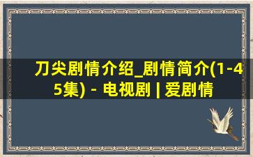 刀尖剧情介绍_剧情简介(1-45集) - 电视剧 | 爱剧情